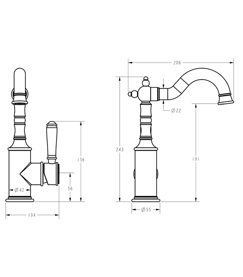 IKON Clasico Basin Mixer Specification