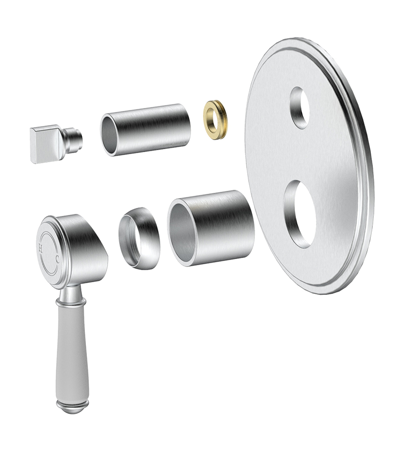 IKON Clasico Brushed Nickel Ceramic Handle Wall Mixer With Diverter HYB868-501ATK-BN Parts