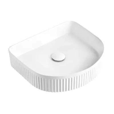 Archie 415mm White Fluted Above Counter Ceramic Basin