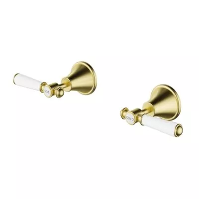 Clasico Ceramic Handle Wall Top Assembly - Brushed Gold