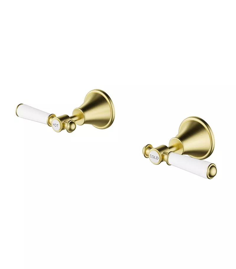 Clasico Ceramic Handle Wall Top Assembly - Brushed Gold