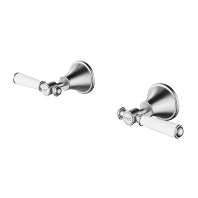 Clasico Ceramic Handle Wall Top Assembly - Brushed Nickel