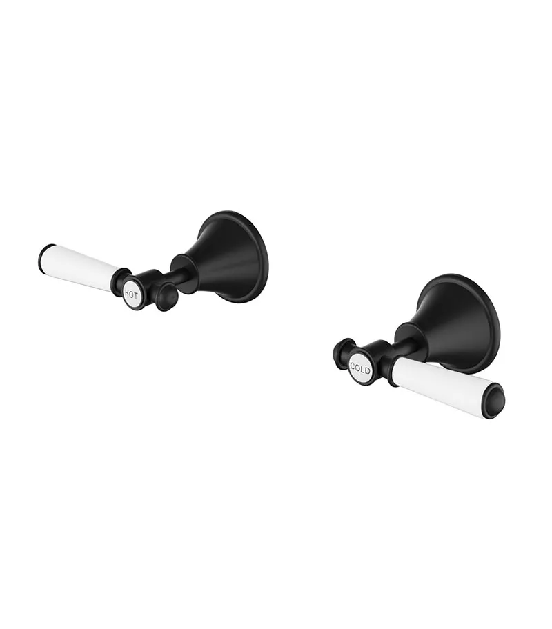 Clasico Ceramic Handle Wall Top Assembly - Matt Black