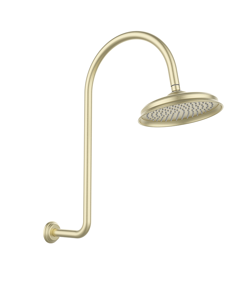 Clasico Brushed Gold Shower Head With High-Rise Arm