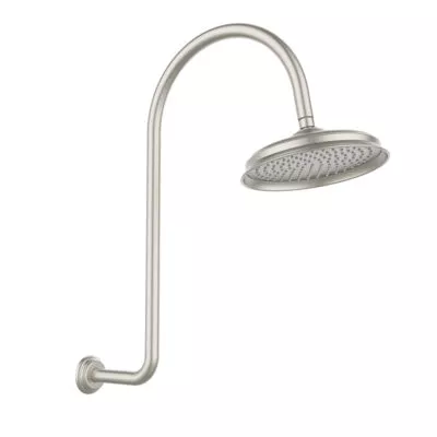 Clasico Brushed Nickel Shower Head With High-Rise Arm