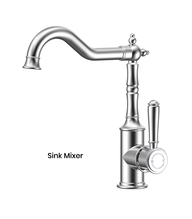 IKON Clasico Chrome Solid Handle Sink Mixer hyb868-102