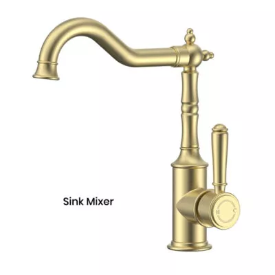 IKON Clasico Brushed Gold Solid Handle Sink Mixer hyb868-102BG