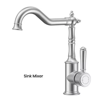 IKON Clasico Brushed Nickel Solid Handle Sink Mixer hyb868-102BN