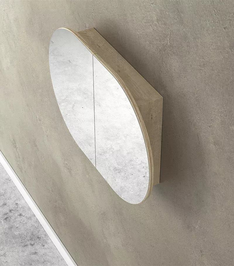 Bondi 900mm x 600mm Natural Oak Shaving Cabinet Sideview Bondi 900mm x 600mm Natural Oak Shaving Cabinet Sideview