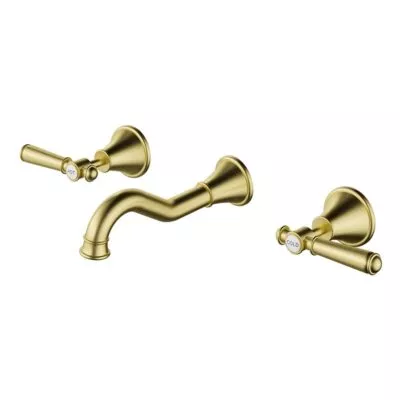 Clasico Solid Handle Bath Tap Set - Brushed Gold