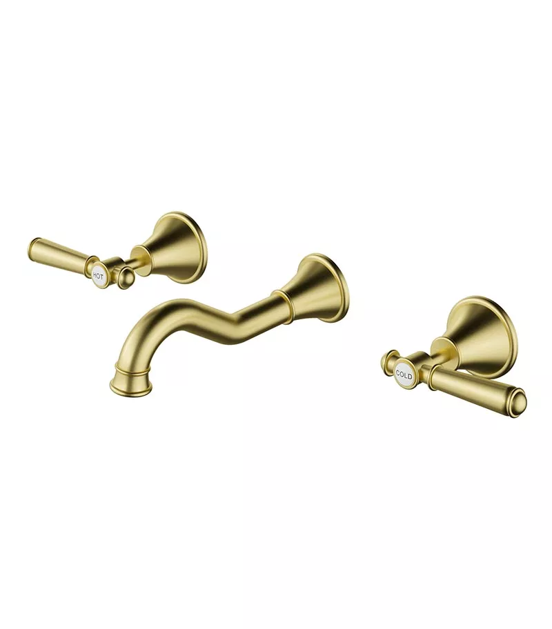 Clasico Solid Handle Bath Tap Set - Brushed Gold