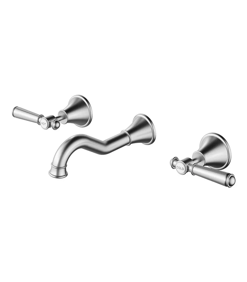 Clasico Solid Handle Bath Tap Set - Brushed Nickel