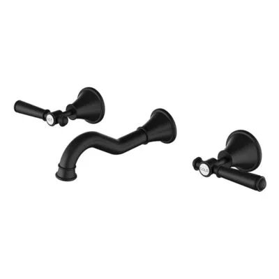 Clasico Solid Handle Bath Tap Set - Matt Black