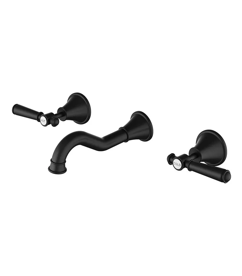 Clasico Solid Handle Bath Tap Set - Matt Black