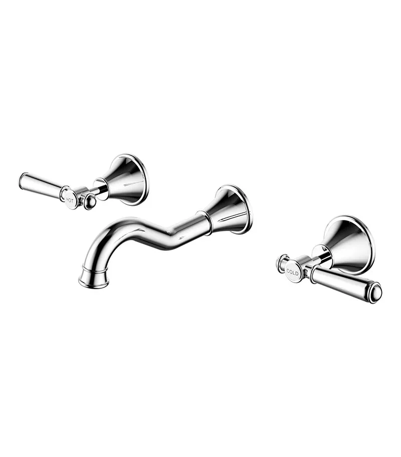 Clasico Solid Handle Bath Tap Set - Chrome