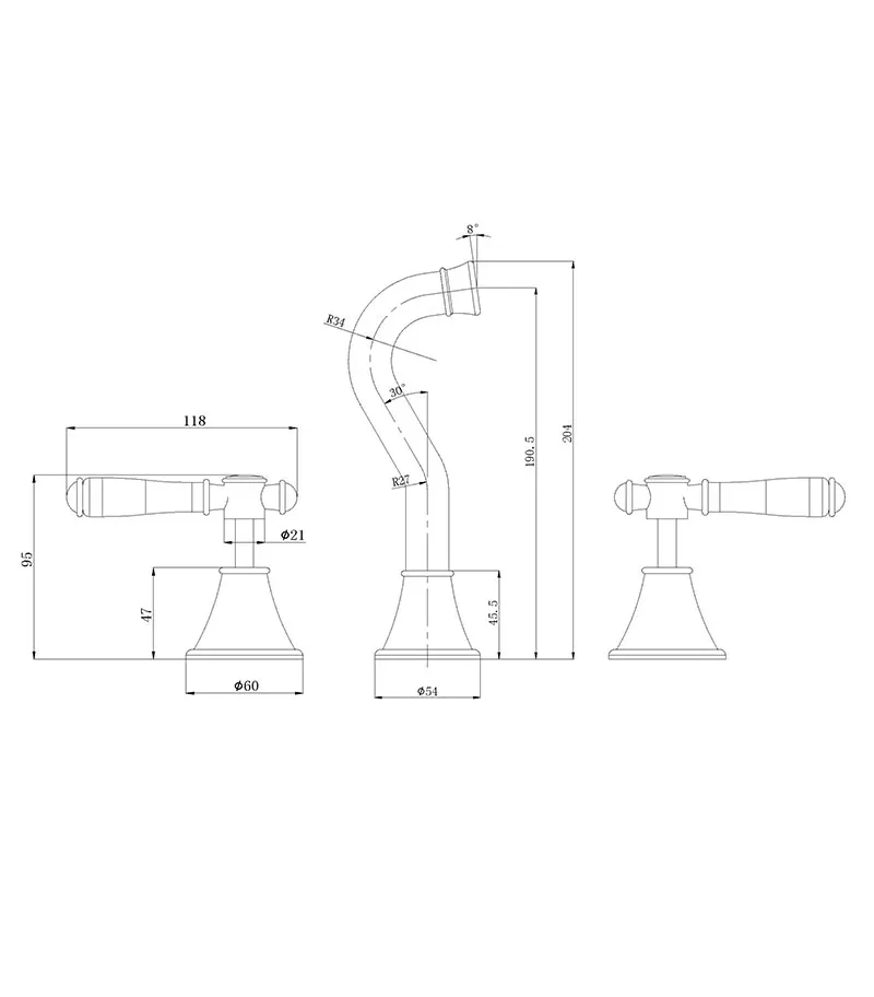 Clasico Bath Tap Set Specification