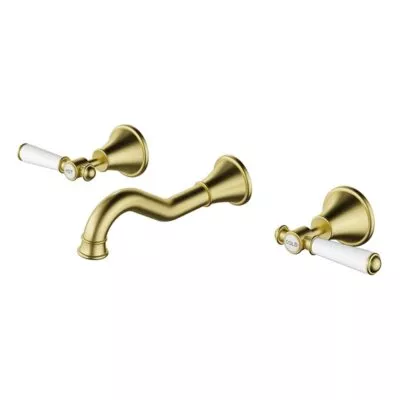 Clasico Ceramic Handle Bath Tap Set - Brushed Gold