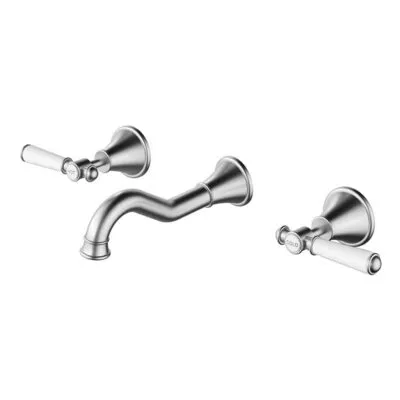 Clasico Ceramic Handle Bath Tap Set - Brushed Nickel