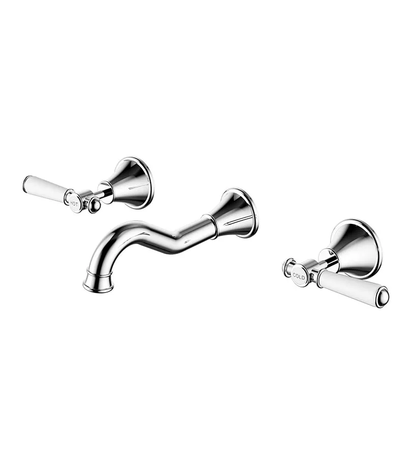 Clasico Ceramic Handle Bath Tap Set - Chrome