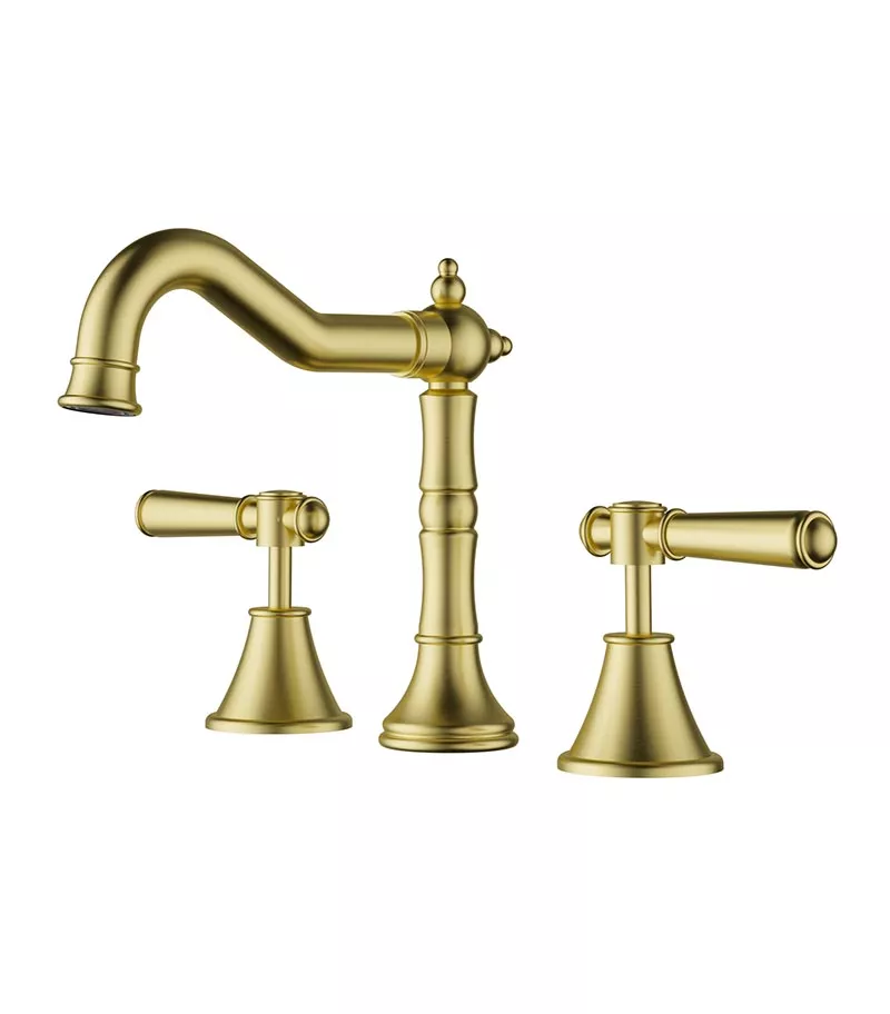 Clasico Solid Handle Basin Tap Set - Brushed Gold