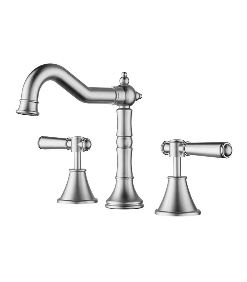 Clasico Solid Handle Basin Tap Set - Brushed Nickel