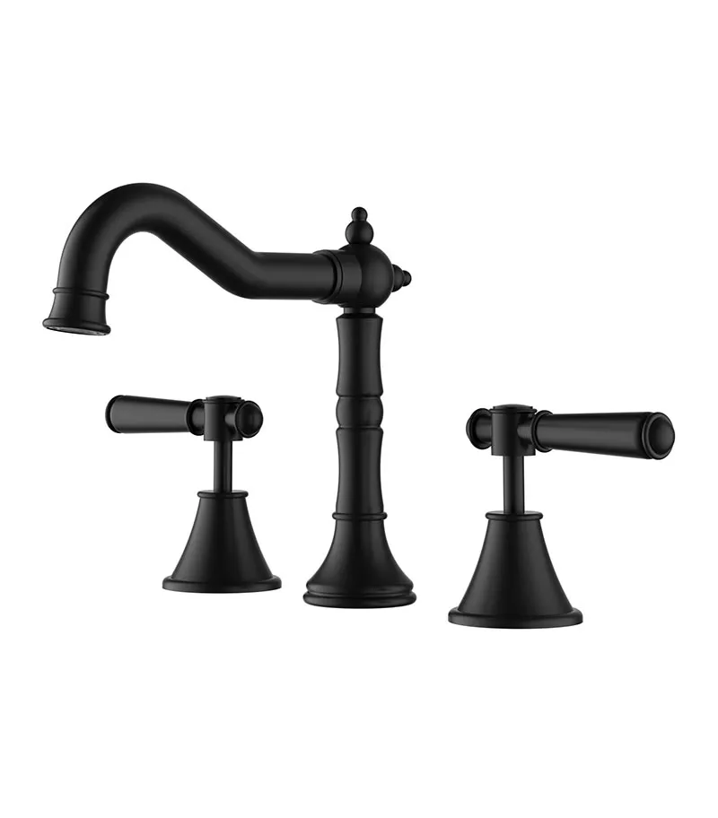 Clasico Solid Handle Basin Tap Set - Matt Black