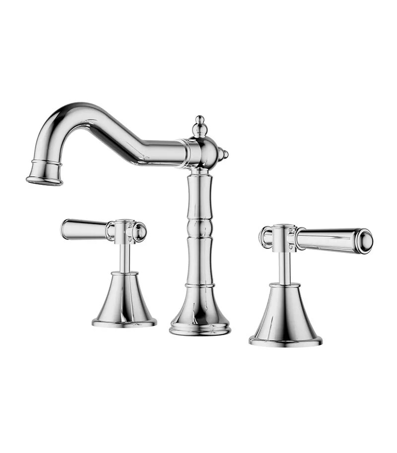 Clasico Solid Handle Basin Tap Set - Chrome