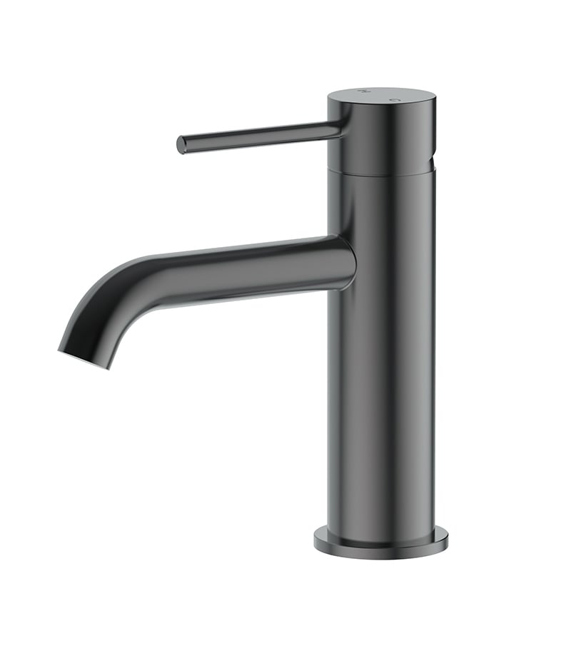 Opus II Gunmetal Grey Stainless Steel Curved Spout Basin Mixer