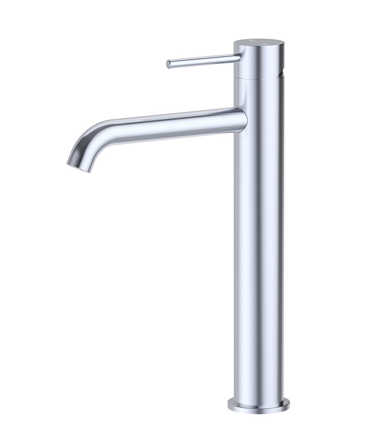 Opus II Chrome Stainless Steel Curved Spout High-rise Basin Mixer