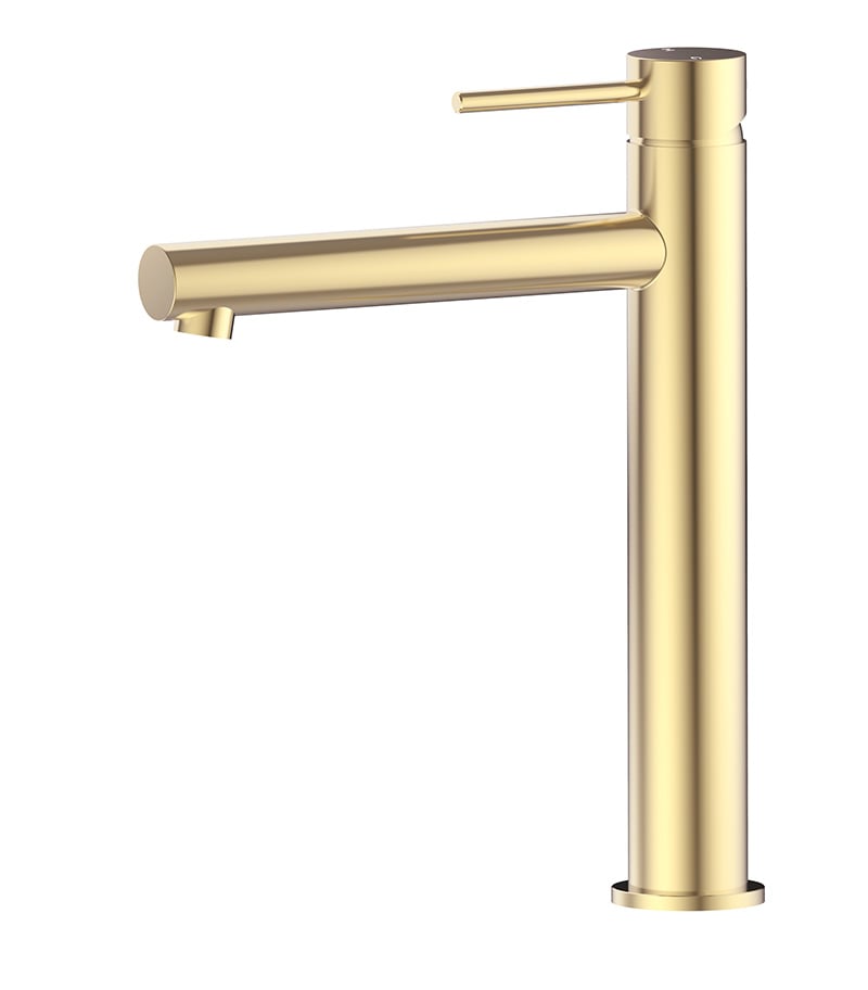 Opus II Brushed Gold Stainless Steel High-rise Basin Mixer