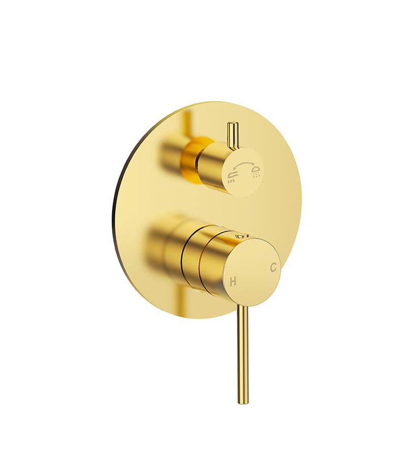 Opus II Brushed Gold Stainless Steel Wall Mixer With Diverter