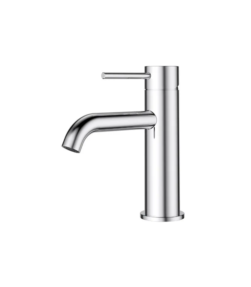 Otus Slimline Short Basin Mixer with Curved Spout - Chrome