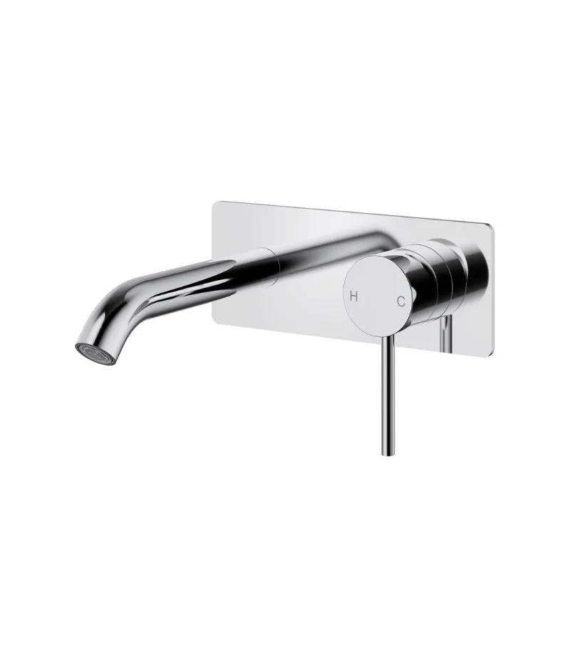 Otus Slimline Basin/Bath Mixer with Curved Spout – Single Cover Plate - Chrome
