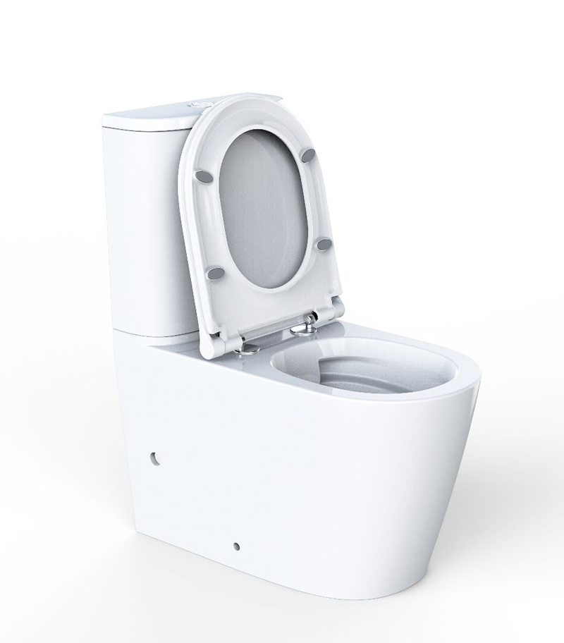 Arrow Sergio Gloss White Rimless Flush Wall Faced Toilet Suite Backview Sideview Seat Open