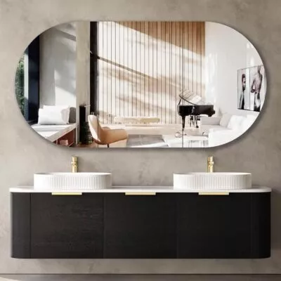 Bondi Black Oak 1800mm Plywood Double Bowls Wall Hung Vanity