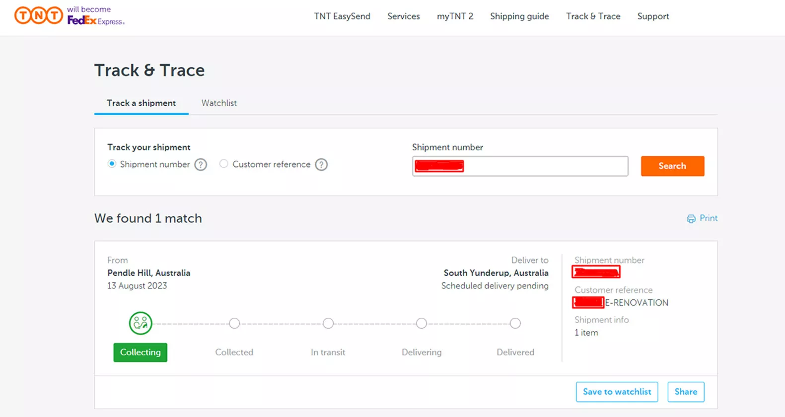 Order tracking email example to know the expected delivery time