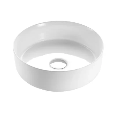 Cove Gloss White Round Above Counter Ceramic Basin