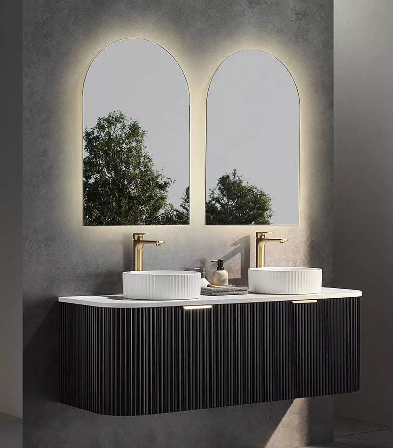 CETO AVOLON 1490mm Matt Black Wall Hung Vanity Cabinet Sideview CETO AVOLON 1490mm Matt Black Wall Hung Vanity Cabinet Sideview