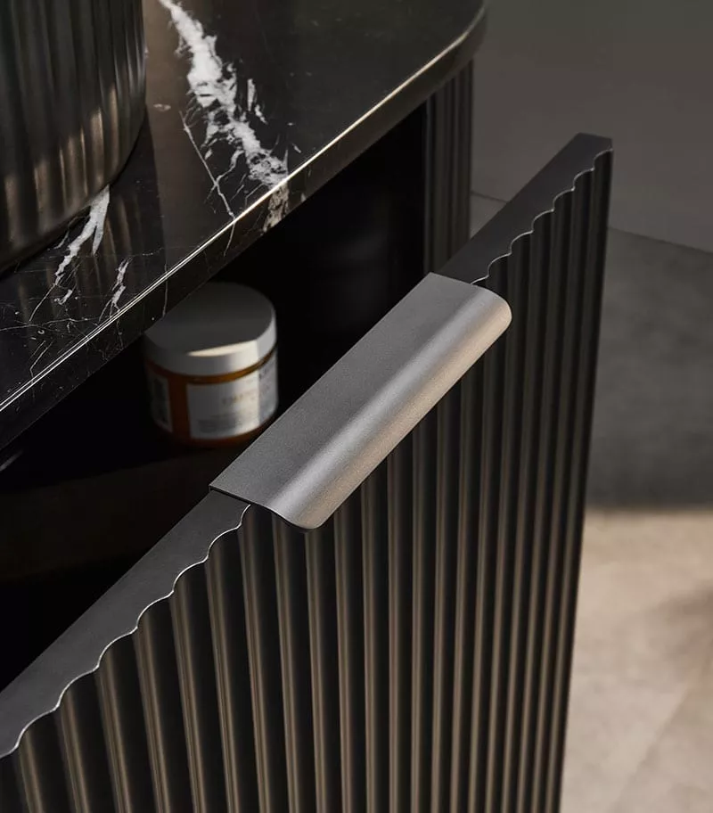 CETO AVOLON 740mm Matt Black Wall Hung Vanity Cabinet Sideview CETO AVOLON 740mm Matt Black Wall Hung Vanity Cabinet Sideview