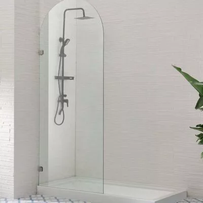 Brushed Nickel Arch Frameless Single Shower Screen Panel