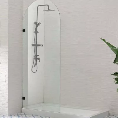 Matt Black Arch Frameless Single Shower Screen Panel