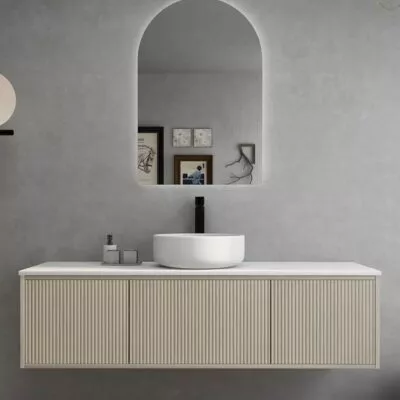 Bellevue Groove 1490mm Narrow Wall Hung Vanity Cabinet - Coastal Oak