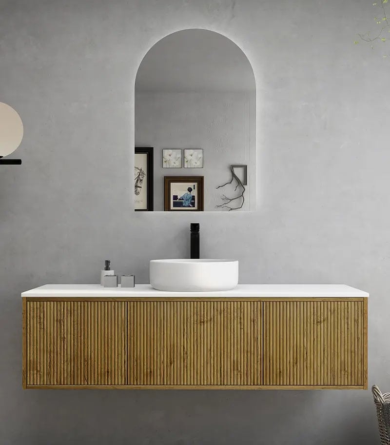 Bellevue Groove 1466mm Prime Oak Wall Hung Vanity Cabinet