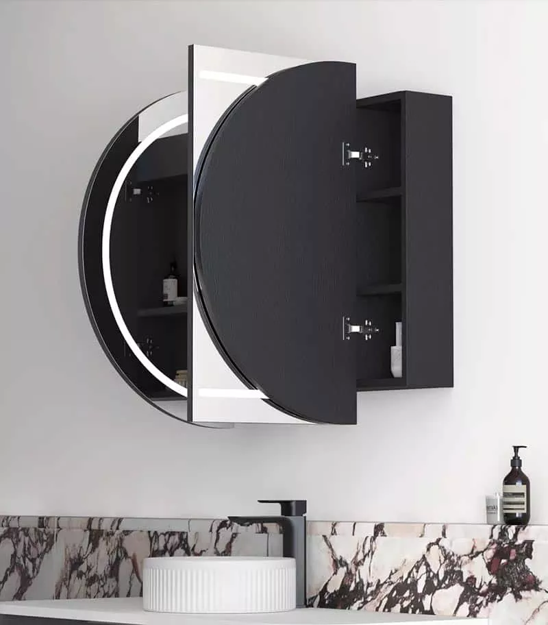 LED Bondi Black Oak 1200mm/1500mm Shaving Cabinet Sideview LED Bondi Black Oak 1200mm/1500mm Shaving Cabinet Sideview