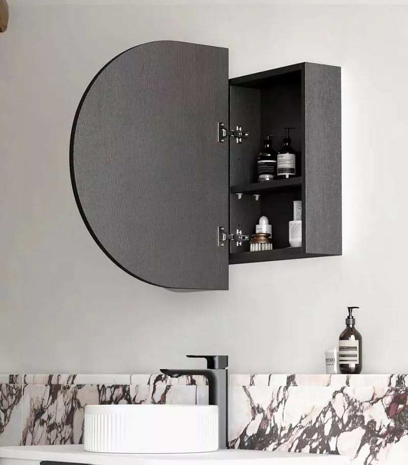 LED Bondi Black Oak 900mm Shaving Cabinet Sideview