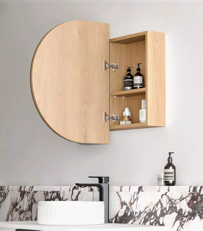 LED Bondi Natural Oak 900mm Shaving Cabinet Sideview LED Bondi Natural Oak 900mm Shaving Cabinet Sideview