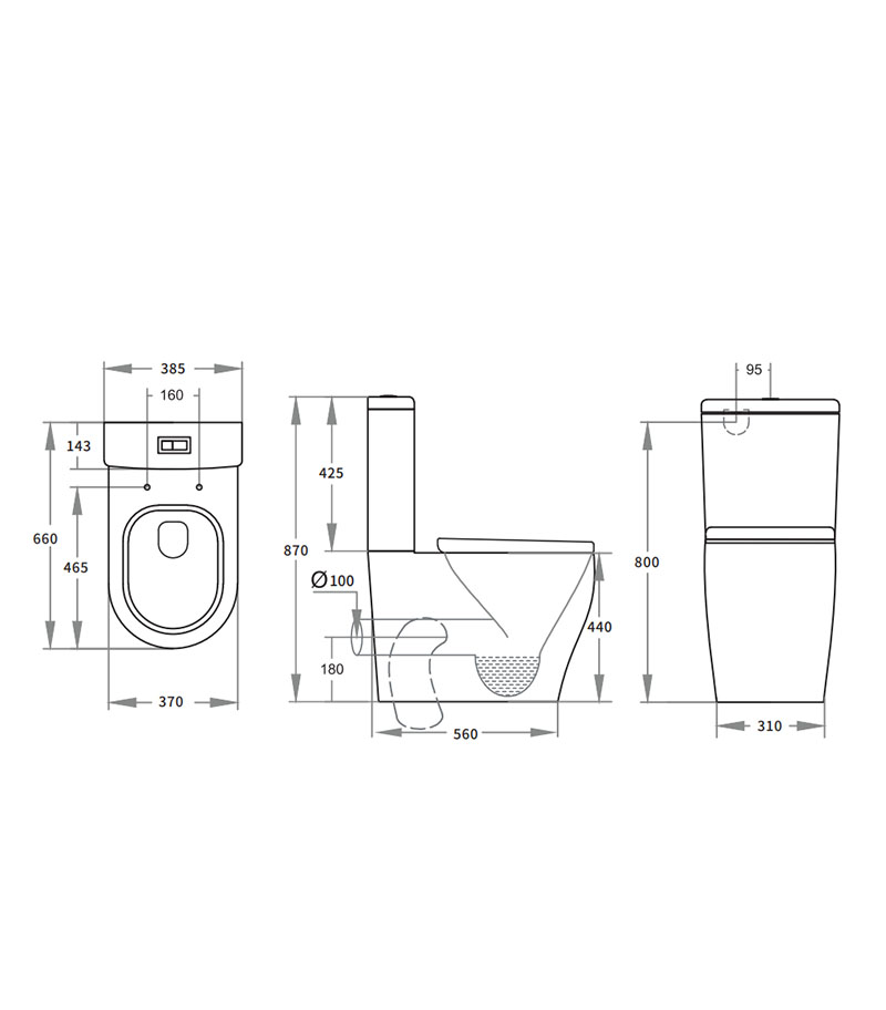 Reno 028 Rimless & Tornado Flush Wall Faced Universal Toilet Suite Specification