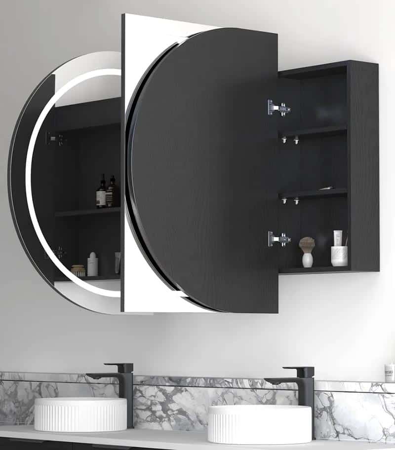 LED Bondi Black Oak 1800mm Shaving Cabinet Sideview