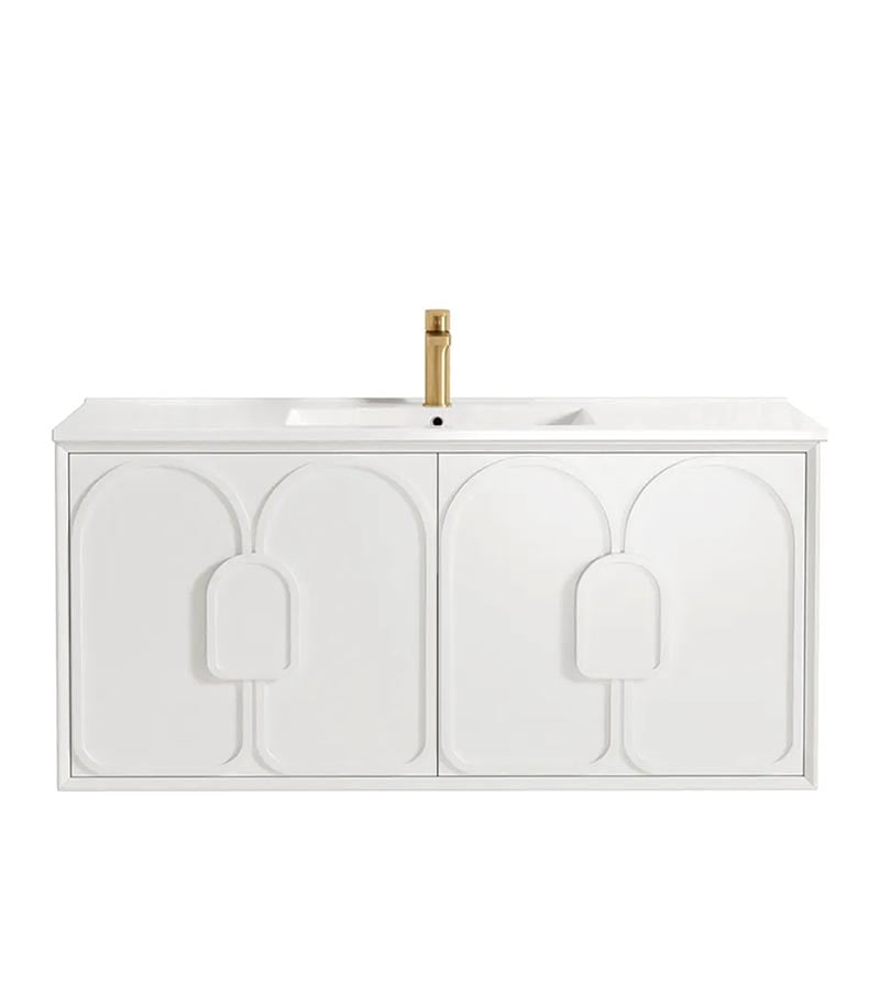 Laguna Satin White 1200mm Wall Hung Vanity Cabinet Ceramic Top