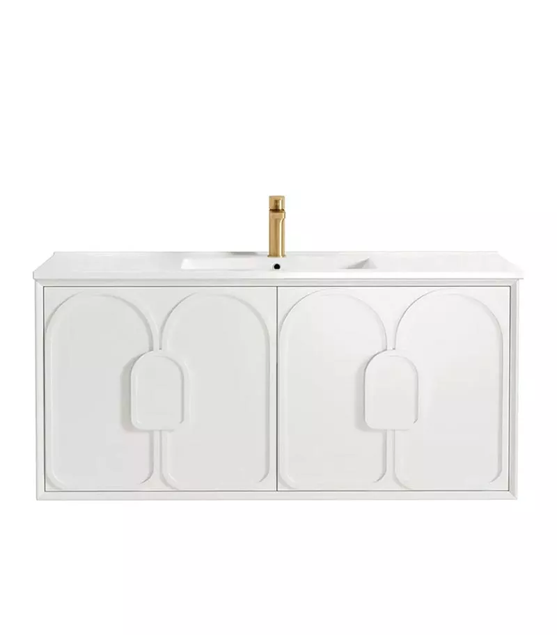 Laguna Satin White 1200mm Wall Hung Vanity Cabinet Ceramic Top Laguna Satin White 1200mm Wall Hung Vanity Cabinet Ceramic Top